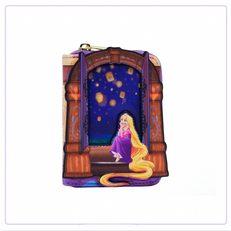 Load image into Gallery viewer, Loungefly Disney Tangled Rapunzel Lenticular Lantern Window Small Zip Wallet
