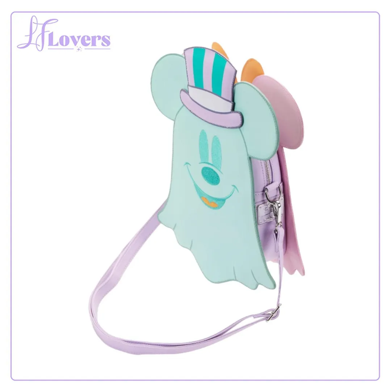 Load image into Gallery viewer, Loungefly Disney Pastel Ghost Minnie Glow in the Dark Double Sided Crossbody Bag - LF Lovers
