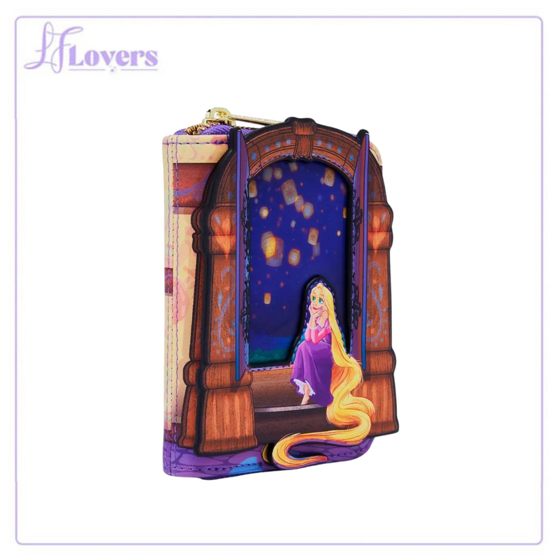 Load image into Gallery viewer, Loungefly Disney Tangled Rapunzel Lenticular Lantern Window Small Zip Wallet
