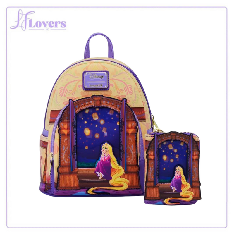 Load image into Gallery viewer, Loungefly Disney Tangled Rapunzel Lenticular Lantern Window Small Zip Wallet
