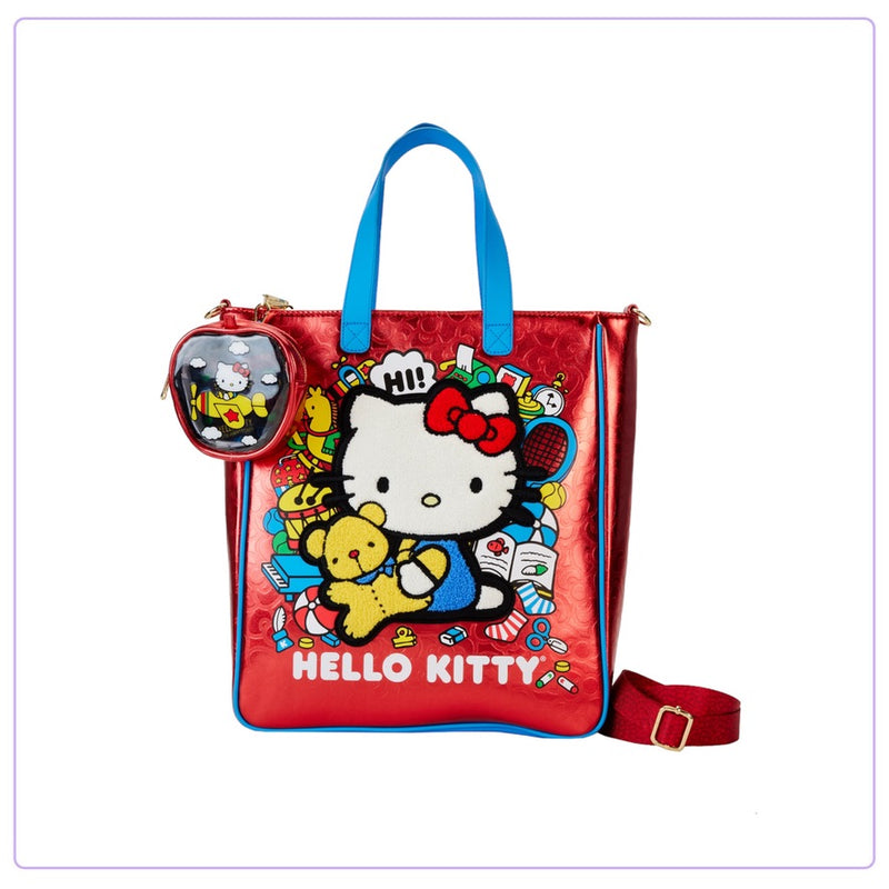 Load image into Gallery viewer, Loungefly Hello Kitty 50th Anniversary Metallic Tote Bag With Coin Bag - PRE ORDER - LF Lovers
