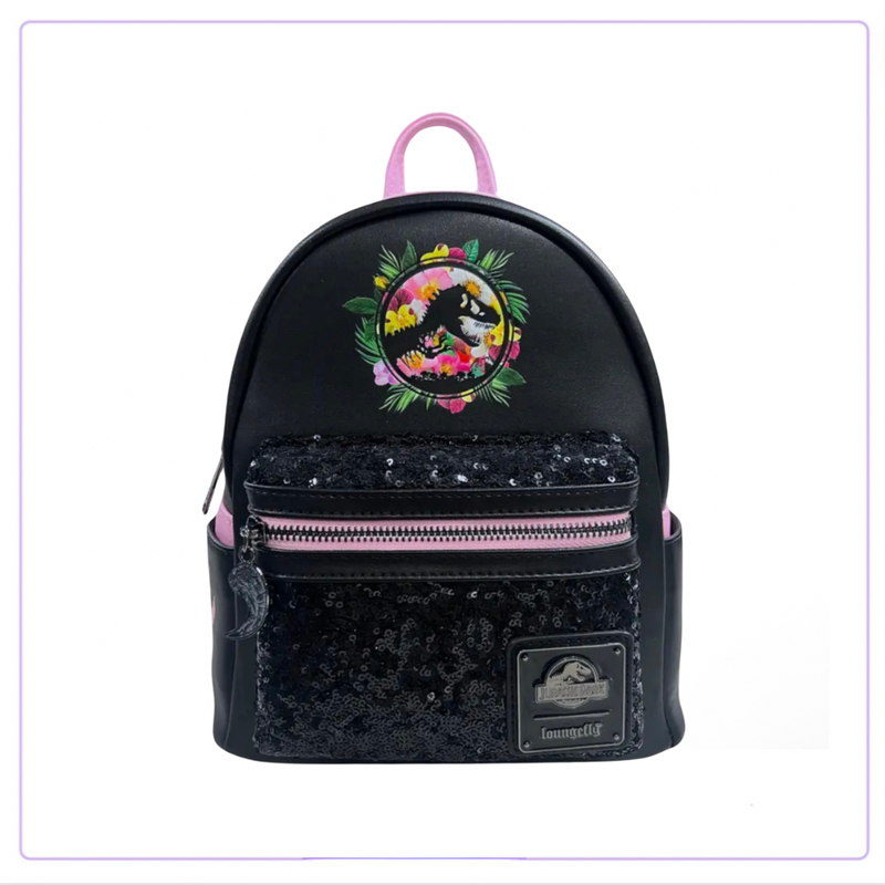 Load image into Gallery viewer, Loungefly Jurassic Park Sequin Pink Floral Mini Backpack
