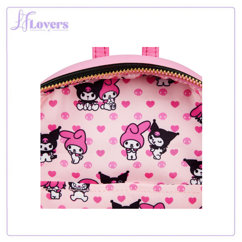 Load image into Gallery viewer, Loungefly Sanio My Melody and Kuromi Double Pocket Mini Backpack
