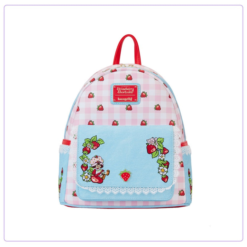 Load image into Gallery viewer, Loungefly Strawberry Shortcake Denim Pocket Mini Backpack - PRE ORDER - LF Lovers
