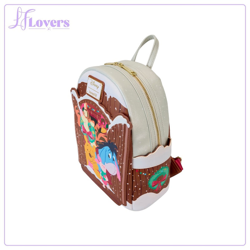 Load image into Gallery viewer, Loungefly Disney Winnie The Pooh Holiday Scene Pooh And Friends Mini Backpack - PRE ORDER
