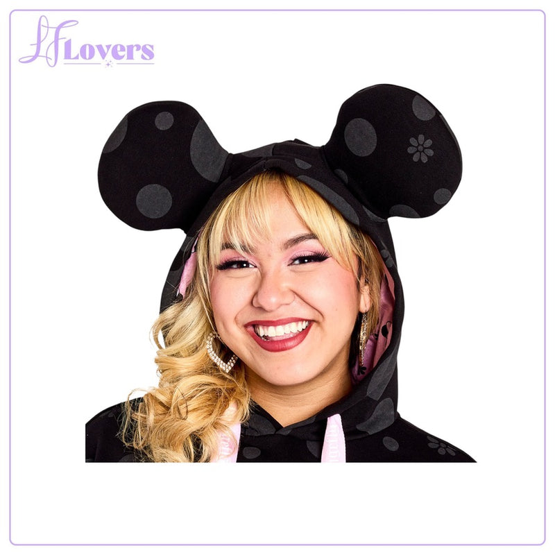 Load image into Gallery viewer, Loungefly Disney Minnie Rocks The Dots Floral Unisex Hoodie - PRE ORDER
