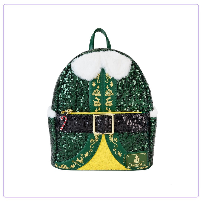 Load image into Gallery viewer, Loungefly Warner Brothers Elf Buddy Sequin Cosplay Mini Backpack
