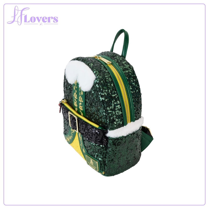 Load image into Gallery viewer, Loungefly Warner Brothers Elf Buddy Sequin Cosplay Mini Backpack
