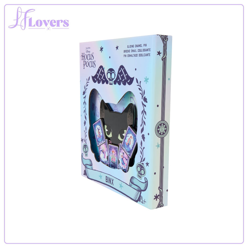 Load image into Gallery viewer, Loungefly Disney Hocus Pocus Tarot Binx Glow In The Dark Sliding Collector Box Pin
