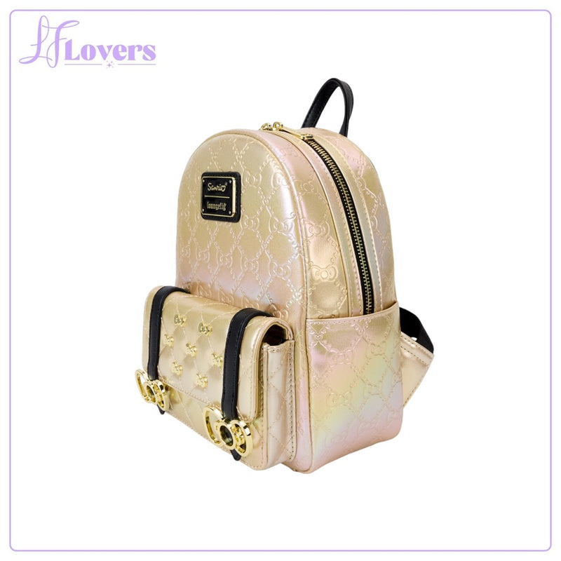 Load image into Gallery viewer, Loungefly Sanrio 50th Anniversary Metallic Gold Mini Backpack
