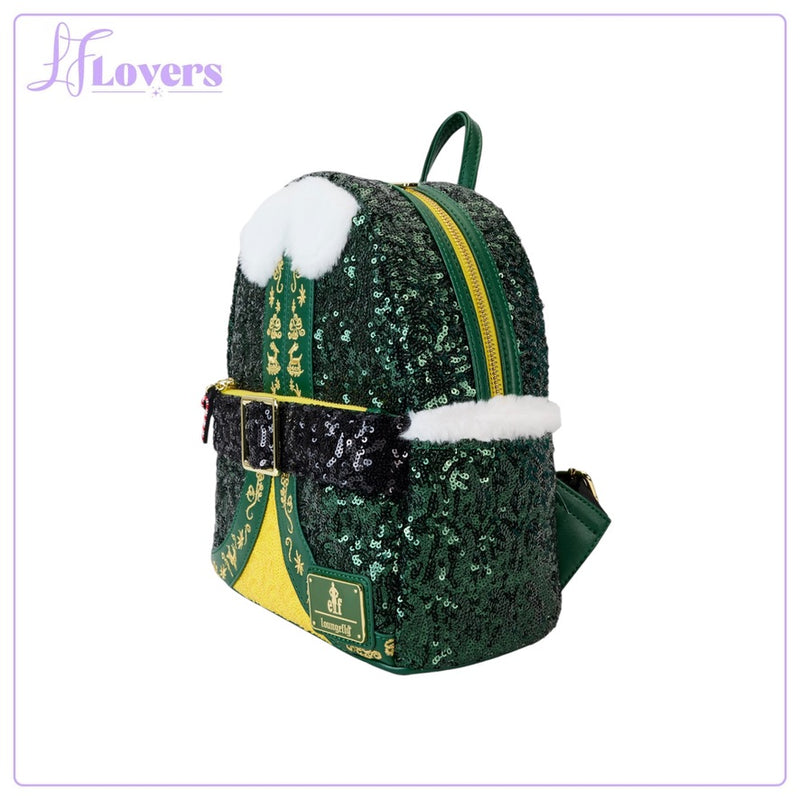 Load image into Gallery viewer, Loungefly Warner Brothers Elf Buddy Sequin Cosplay Mini Backpack
