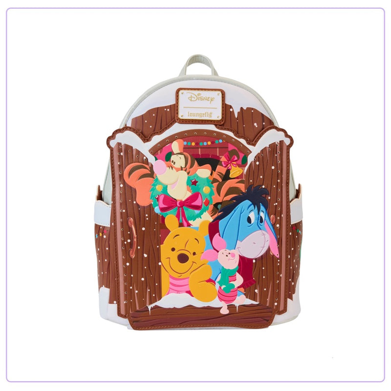 Load image into Gallery viewer, Loungefly Disney Winnie The Pooh Holiday Scene Pooh And Friends Mini Backpack - PRE ORDER
