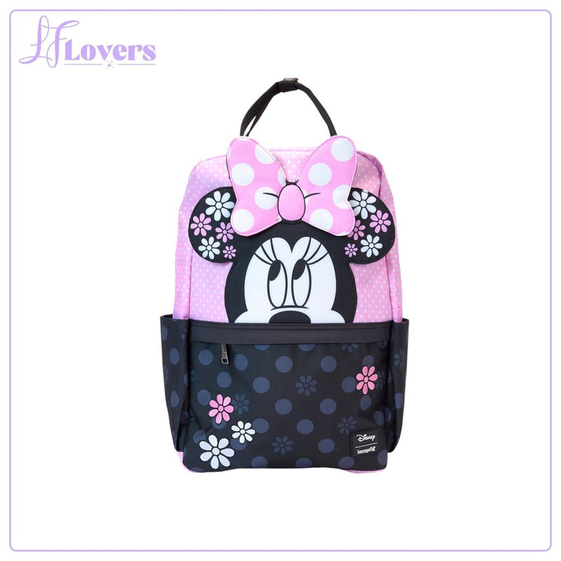 Load image into Gallery viewer, Loungefly Disney Minnie Floral Rock The Dots Full Size Nylon Backpack - PRE ORDER
