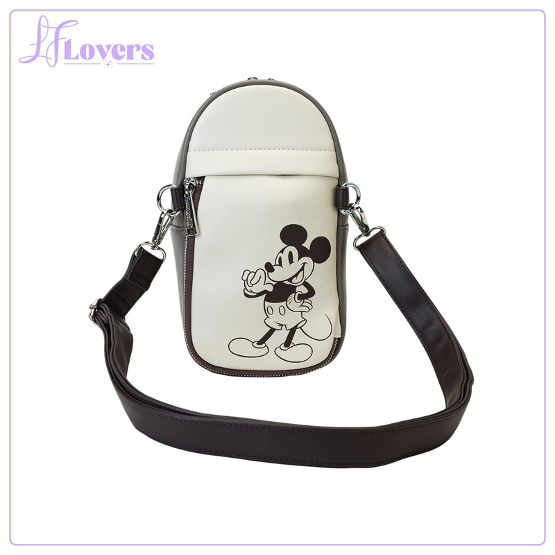 Load image into Gallery viewer, Loungefly Disney Mickey And Friends Faux Leather And Canvas Water Bottle Crossbody - PRE ORDER
