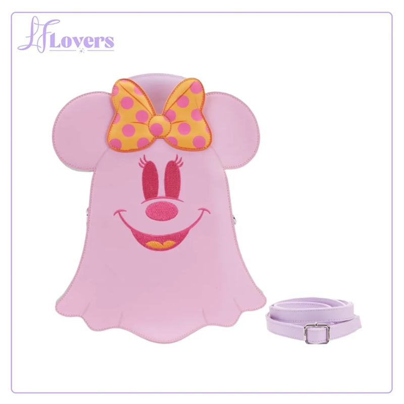 Load image into Gallery viewer, Loungefly Disney Pastel Ghost Minnie Glow in the Dark Double Sided Crossbody Bag - LF Lovers
