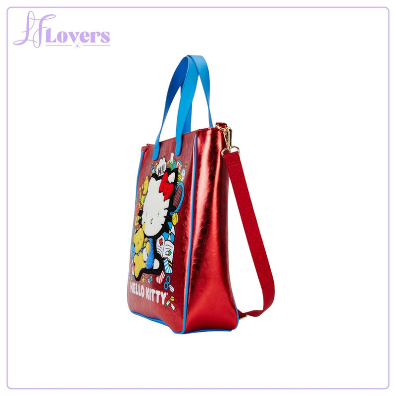 Load image into Gallery viewer, Loungefly Hello Kitty 50th Anniversary Metallic Tote Bag With Coin Bag - PRE ORDER - LF Lovers
