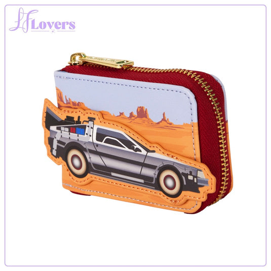 Loungefly Universal Back To The Future 40th Anniversary Delorean Accordion Wallet