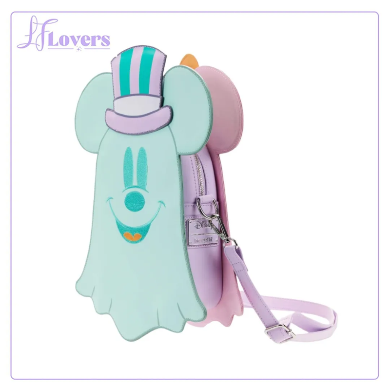 Load image into Gallery viewer, Loungefly Disney Pastel Ghost Minnie Glow in the Dark Double Sided Crossbody Bag - LF Lovers
