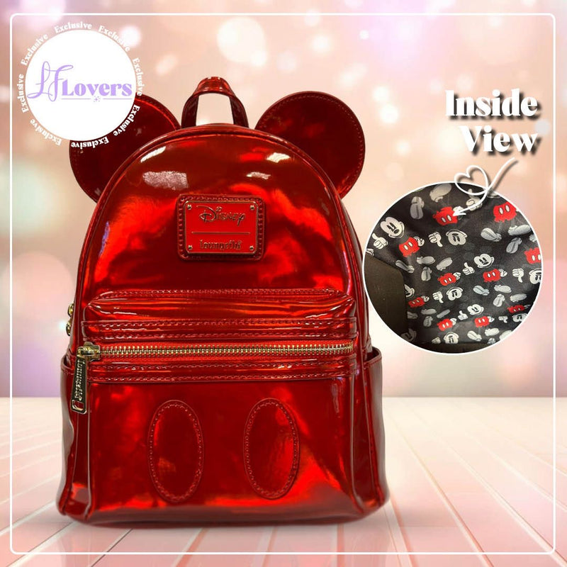 Load image into Gallery viewer, OUTLET - LFLovers Exclusive - Loungefly Disney Mickey Mouse Red Oil Slick Mini Backpack - DAMAGED - LF Lovers
