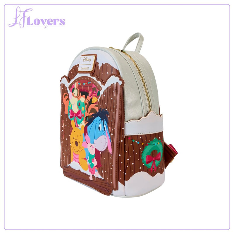 Load image into Gallery viewer, Loungefly Disney Winnie The Pooh Holiday Scene Pooh And Friends Mini Backpack - PRE ORDER
