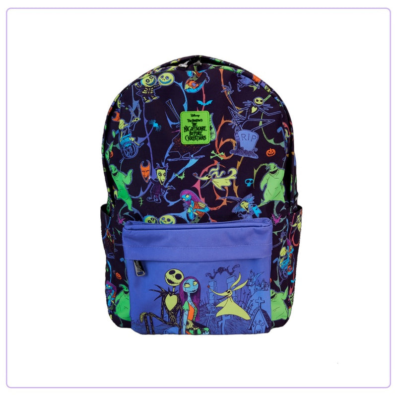 Load image into Gallery viewer, Loungefly Disney Nightmare Before Christmas Neon Glow-In-Dark Full Size Nylon Backpack
