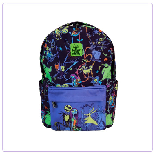 Loungefly Disney Nightmare Before Christmas Neon Glow-In-Dark Full Size Nylon Backpack