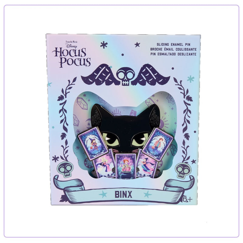 Load image into Gallery viewer, Loungefly Disney Hocus Pocus Tarot Binx Glow In The Dark Sliding Collector Box Pin
