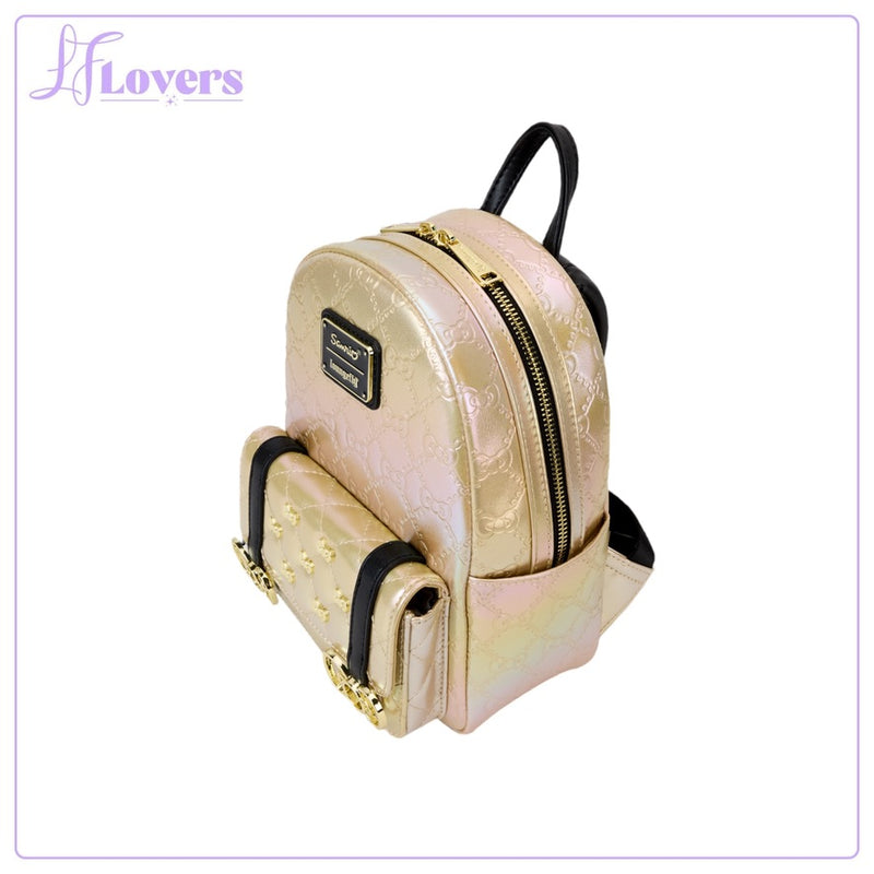 Load image into Gallery viewer, Loungefly Sanrio 50th Anniversary Metallic Gold Mini Backpack
