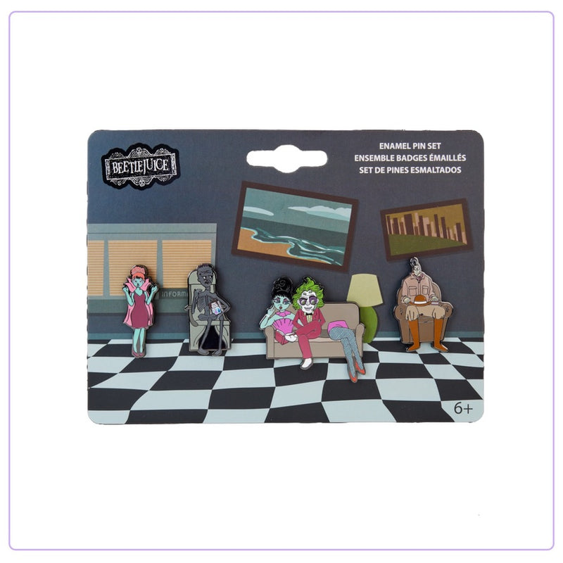 Load image into Gallery viewer, Loungefly Beetlejuice Waiting Room 4 Piece Pin Set
