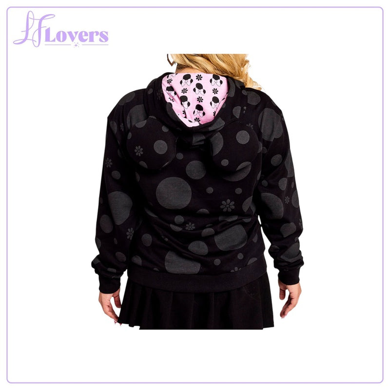 Load image into Gallery viewer, Loungefly Disney Minnie Rocks The Dots Floral Unisex Hoodie - PRE ORDER
