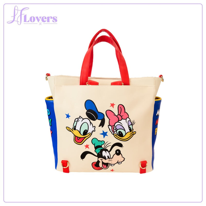 Load image into Gallery viewer, Loungefly Disney Mickey And Friends Convertible Backpack And Tote Bag
