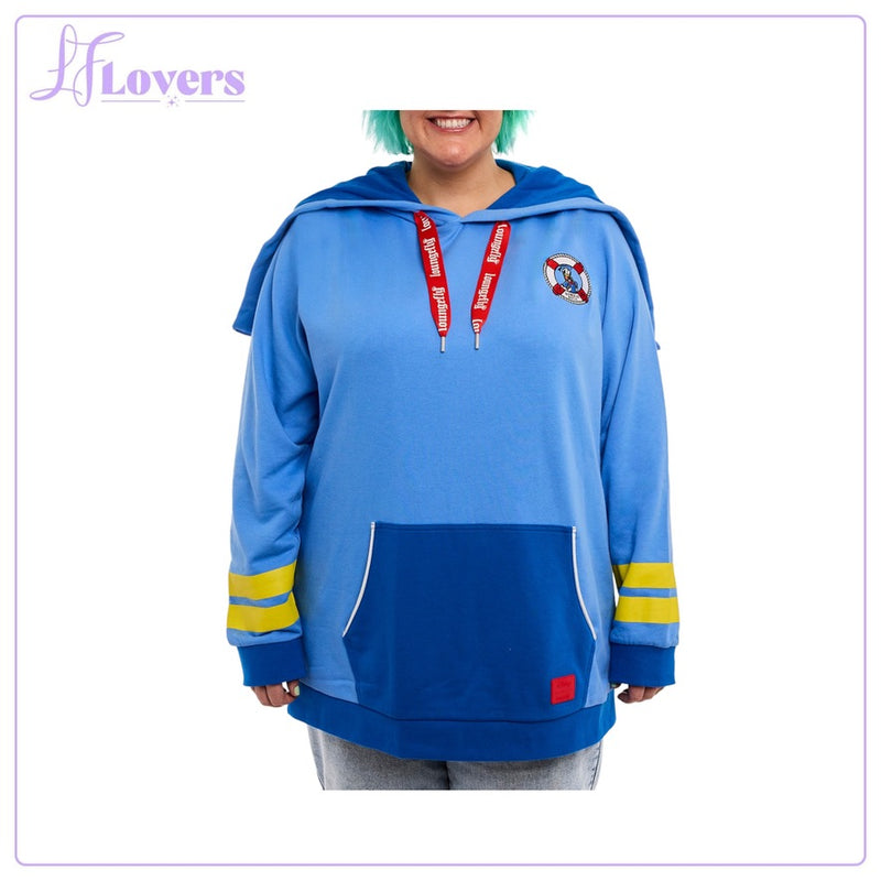 Load image into Gallery viewer, Loungefly Disney Donald Duck 90th Anniversary Hooded Sweatshirt
