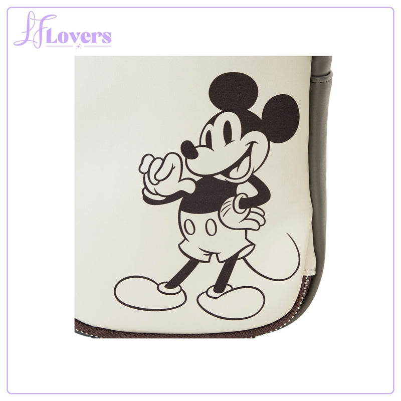 Load image into Gallery viewer, Loungefly Disney Mickey And Friends Faux Leather And Canvas Water Bottle Crossbody - PRE ORDER
