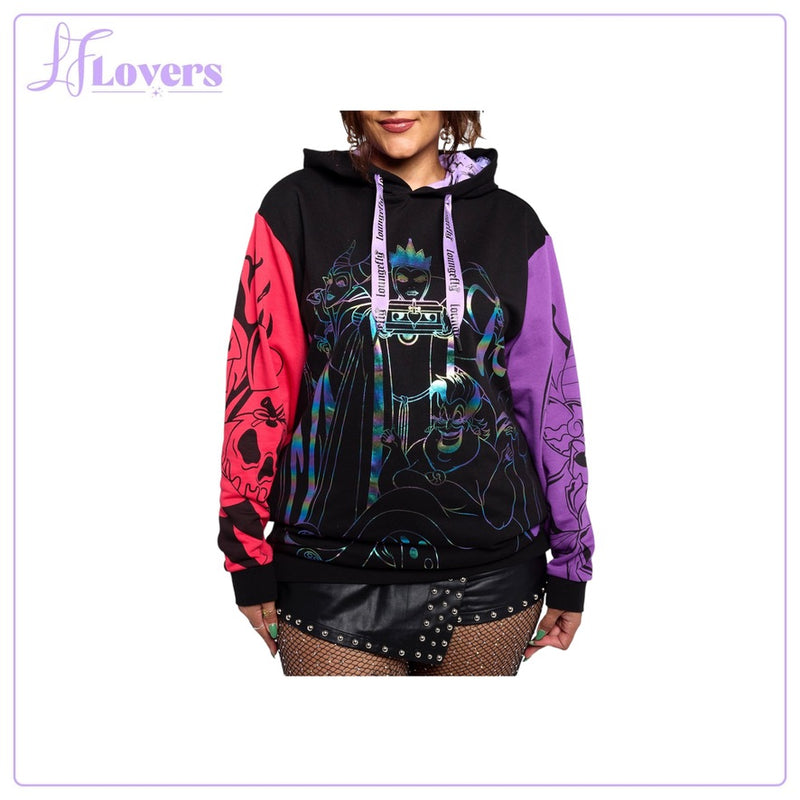 Load image into Gallery viewer, Loungefly Disney Villains Colour Block Hooded Sweatshirt
