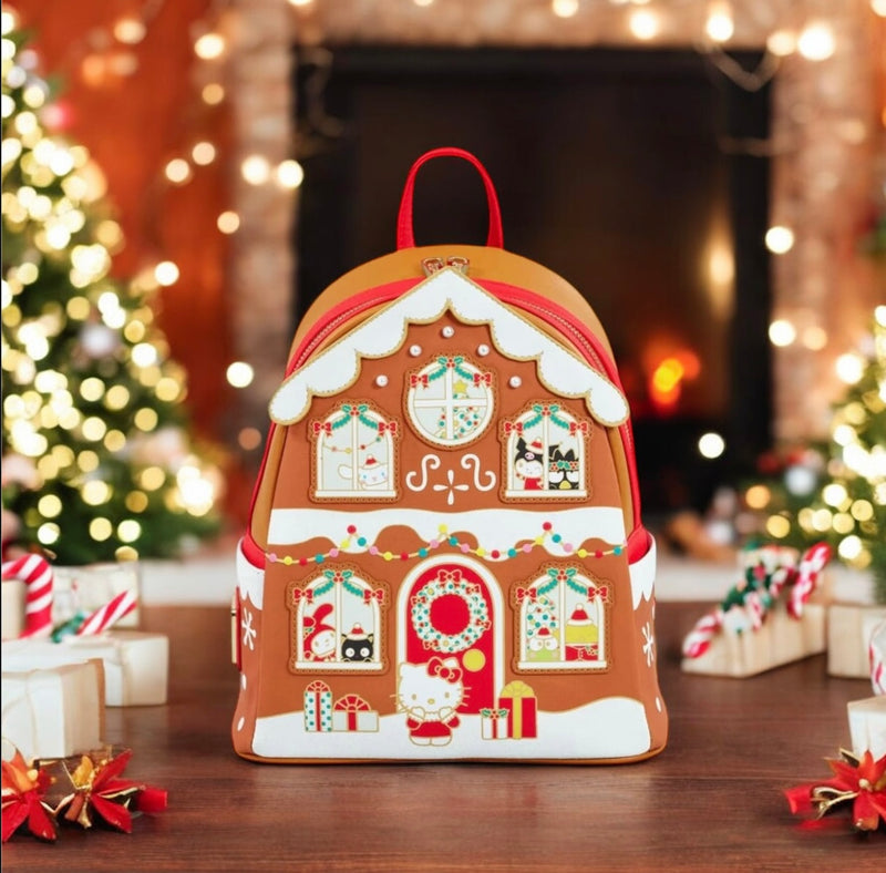 Load image into Gallery viewer, Loungefly Sanrio Hello Kitty and Friends Gingerbread House Mini Backpack
