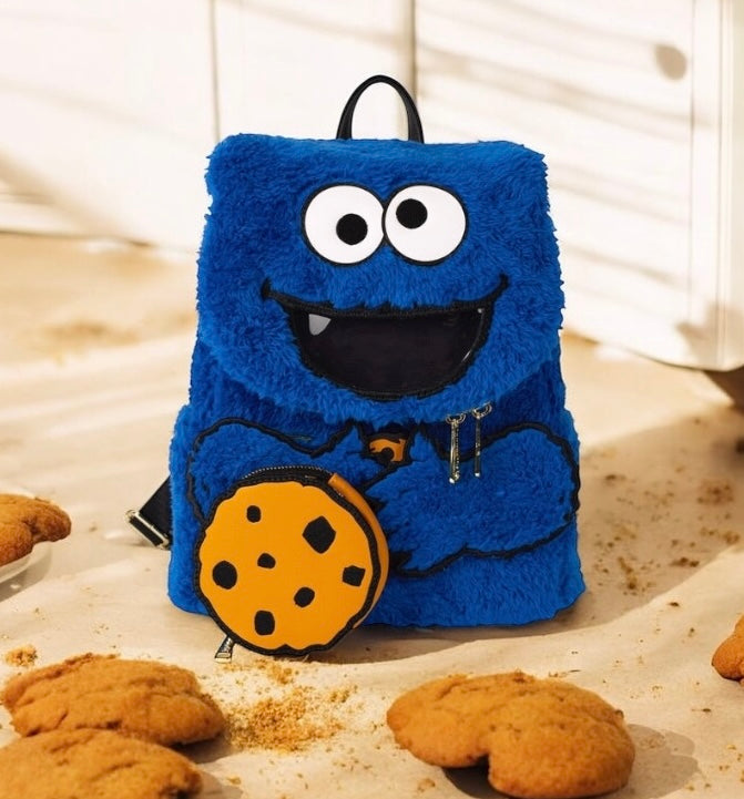 Load image into Gallery viewer, Loungefly Sesame Street Cookie Monster Plush Mini Backpack - PRE ORDER
