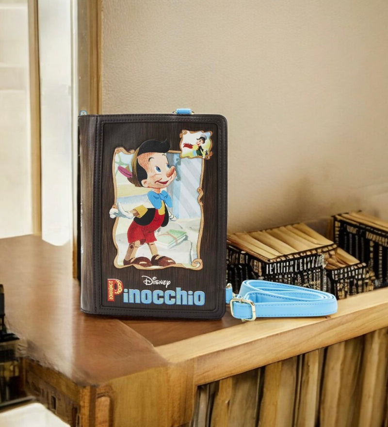 Load image into Gallery viewer, Loungefly Disney Classic Books Pinocchio Convertible Crossbody
