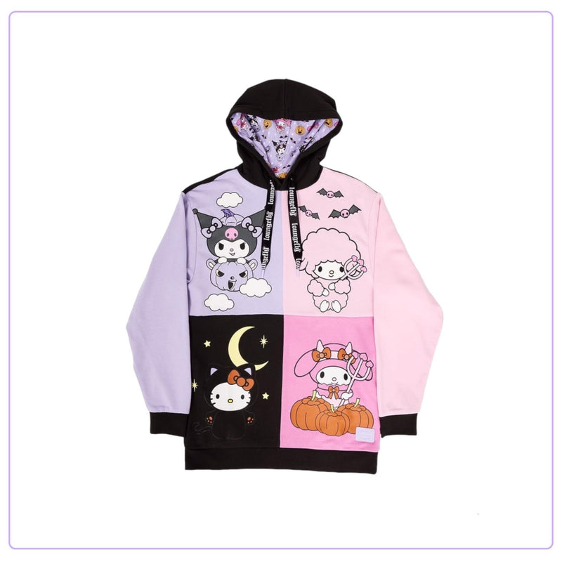 Load image into Gallery viewer, Loungefly Sanrio Kuromi And My Melody Halloween Hooded Sweatshirt
