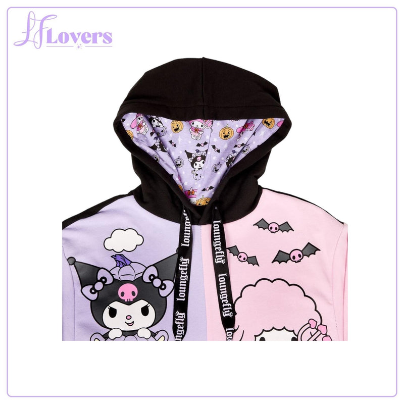 Load image into Gallery viewer, Loungefly Sanrio Kuromi And My Melody Halloween Hooded Sweatshirt
