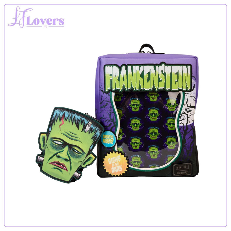 Load image into Gallery viewer, Loungefly Universal Monsters Frankenstein Neon Mask Mini Backpack - PRE ORDER
