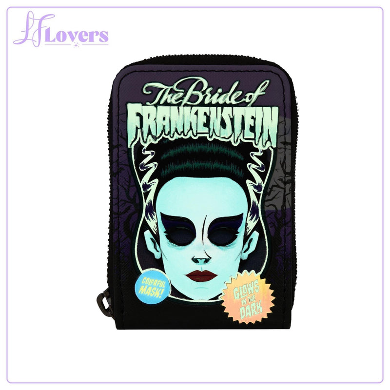 Load image into Gallery viewer, Loungefly Universal Monsters Bride Of Frankenstein Neon Mask Zip Around Wallet
