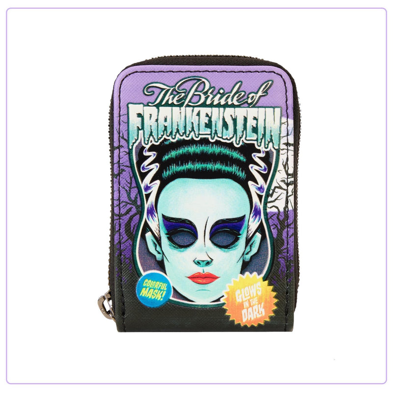 Load image into Gallery viewer, Loungefly Universal Monsters Bride Of Frankenstein Neon Mask Zip Around Wallet
