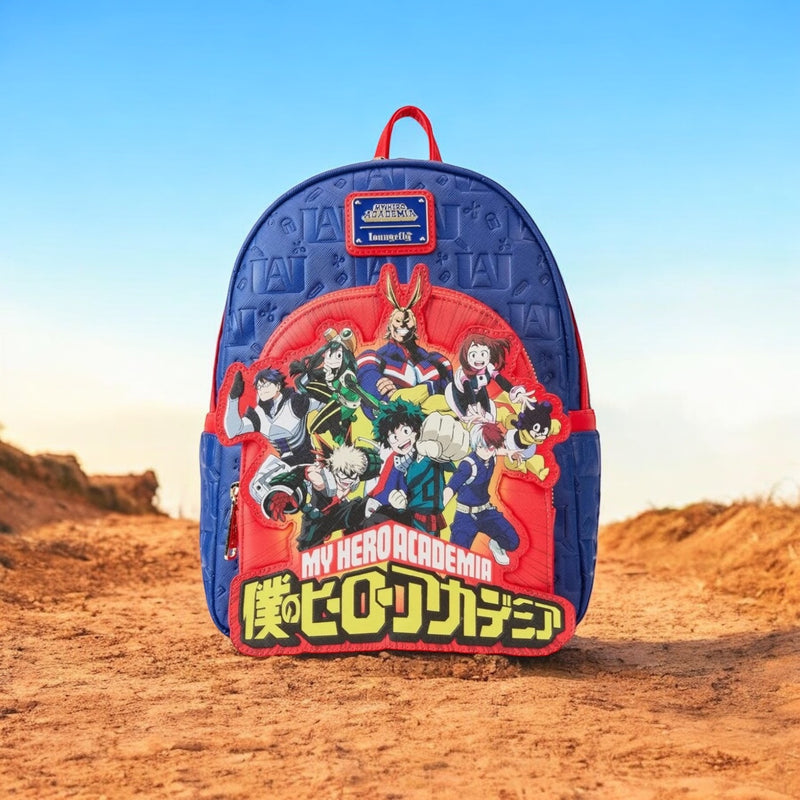 Load image into Gallery viewer, Loungefly My Hero Academia Group Embossed Logo Mini Backpack
