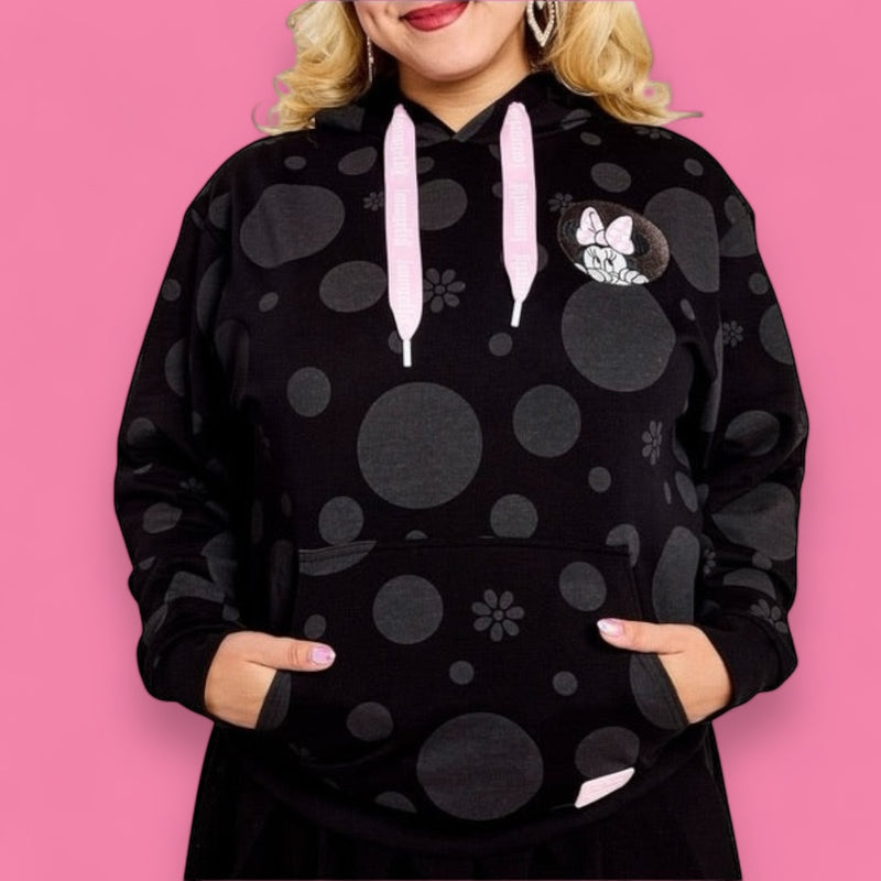 Load image into Gallery viewer, Loungefly Disney Minnie Rocks The Dots Floral Unisex Hoodie - PRE ORDER
