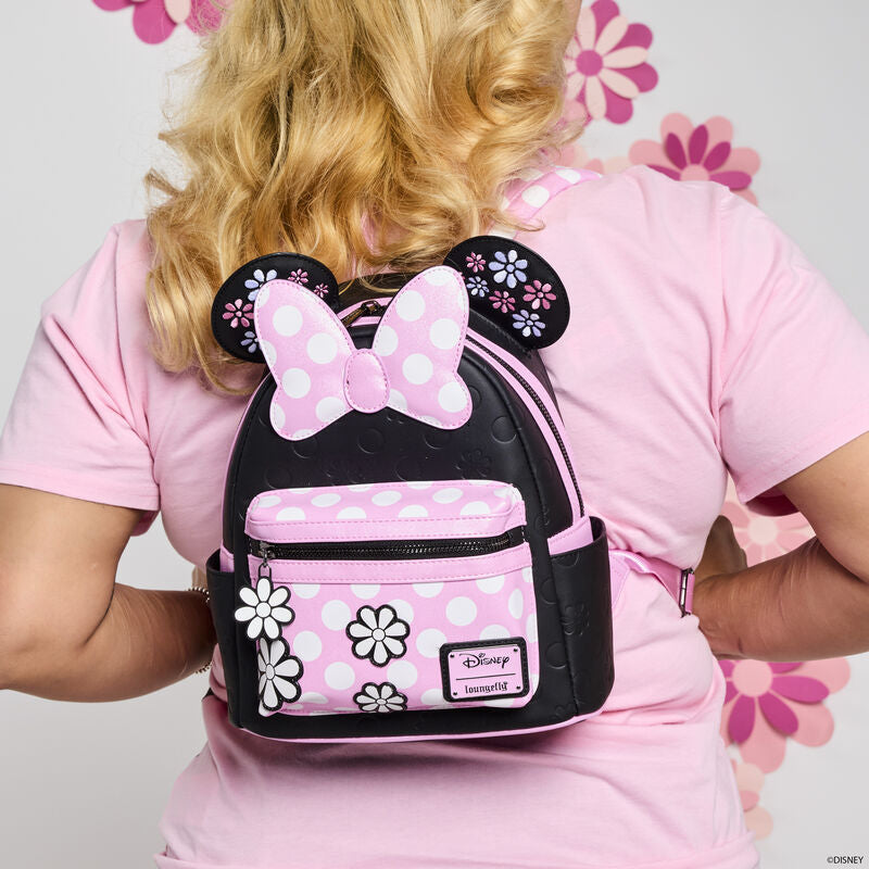 Load image into Gallery viewer, Loungefly Minnie Floral Rock The Dots Mini Backpack - PRE ORDER
