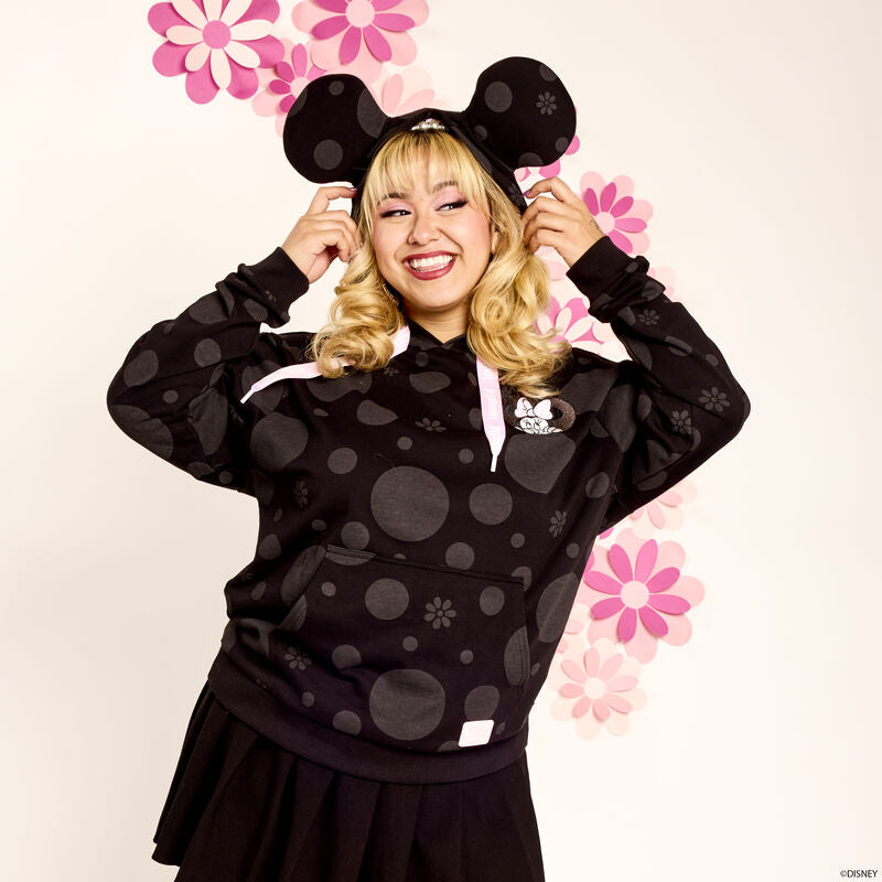 Load image into Gallery viewer, Loungefly Disney Minnie Rocks The Dots Floral Unisex Hoodie - PRE ORDER
