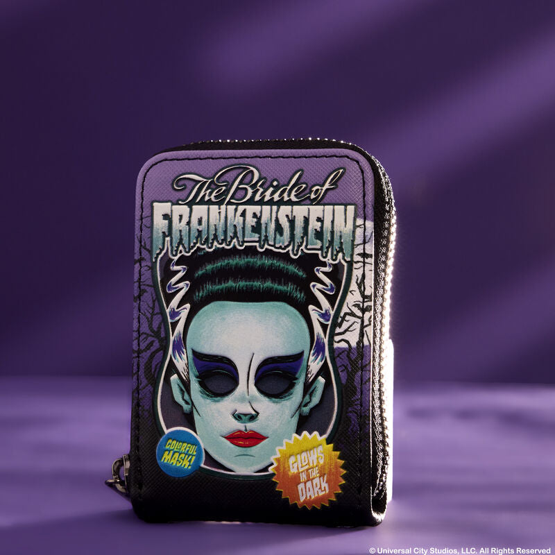 Load image into Gallery viewer, Loungefly Universal Monsters Bride Of Frankenstein Neon Mask Zip Around Wallet
