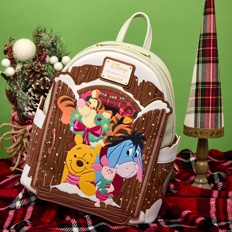 Load image into Gallery viewer, Loungefly Disney Winnie The Pooh Holiday Scene Pooh And Friends Mini Backpack - PRE ORDER
