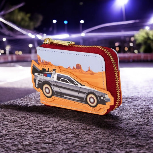 Loungefly Universal Back To The Future 40th Anniversary Delorean Accordion Wallet