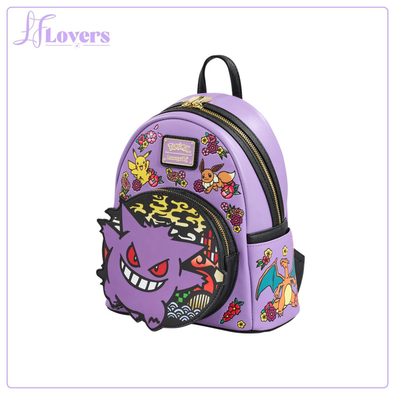 Load image into Gallery viewer, Loungefly Pokémon Gengar Floral Characters Mini Backpack
